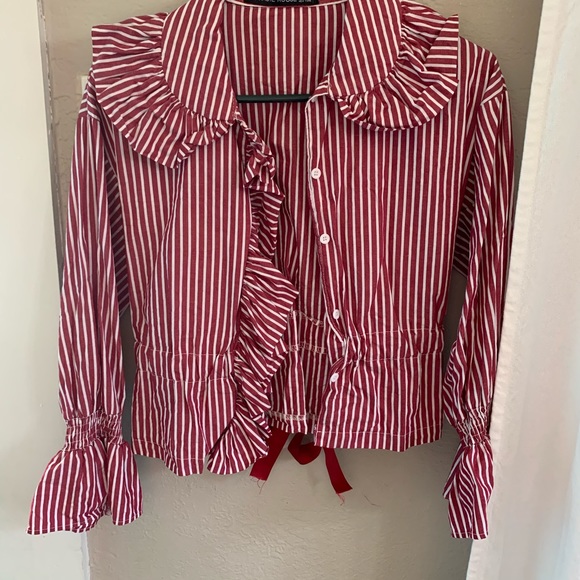 Red and White Stripe Blouse - Picture 3 of 4